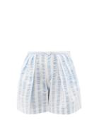 Thierry Colson - Kenya Striped-seersucker Shorts - Womens - Blue Stripe