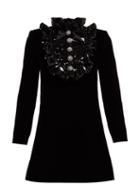 Matchesfashion.com Saint Laurent - Sequinned Bib Velvet Mini Dress - Womens - Black