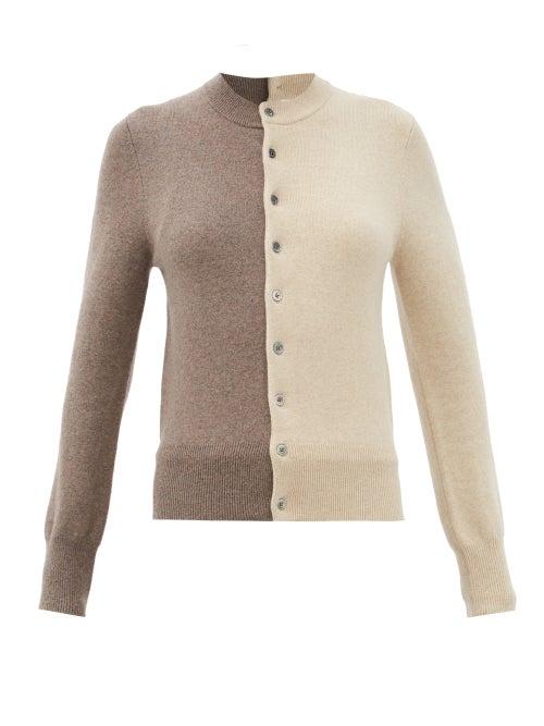 Matchesfashion.com Extreme Cashmere - Little Game Bi-colour Stretch-cashmere Cardigan - Womens - Brown White