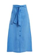 Matchesfashion.com Diane Von Furstenberg - Mid Rise Striped Linen Skirt - Womens - Blue White