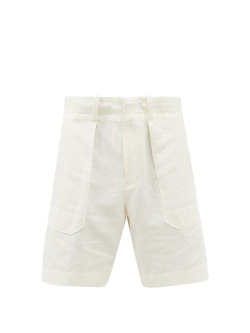 Zegna - Patch-pocket Linen-blend Canvas Shorts - Mens - White