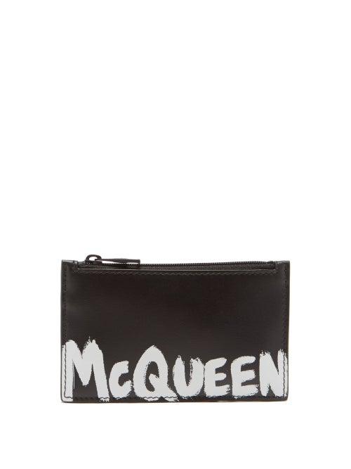 Alexander Mcqueen - Graffiti-print Leather Cardholder - Mens - Black