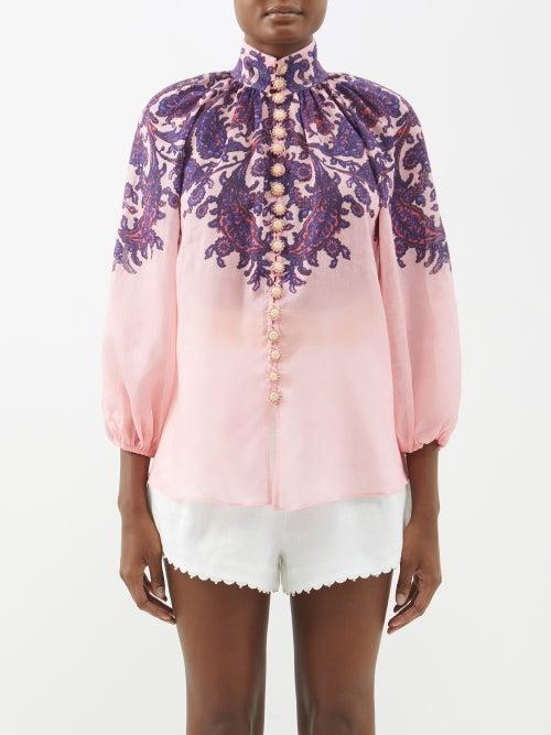 Zimmermann - Tiggy Paisley-print Voile Blouse - Womens - Purple Print