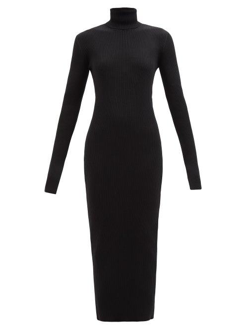 Raey - Recycled Merino-wool Blend Rib Roll-neck Dress - Womens - Black