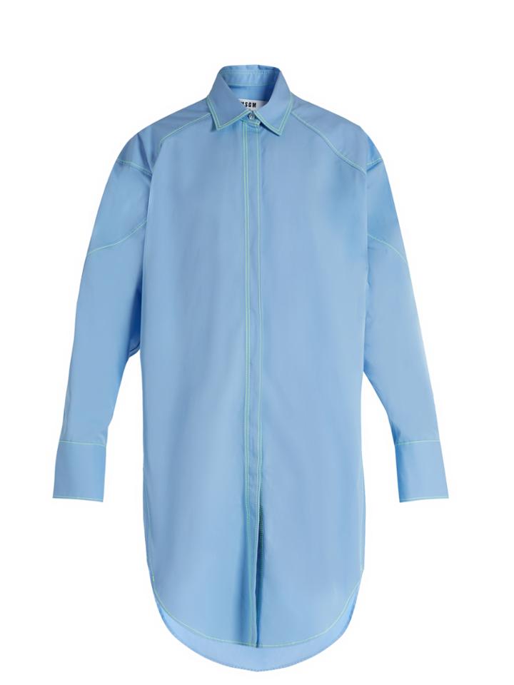 Msgm Contrast-stitch Cotton-gabardine Shirtdress