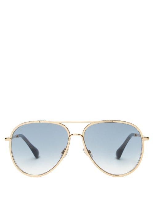 Matchesfashion.com Jimmy Choo - Triny Glitter Aviator Sunglasses - Womens - Blue