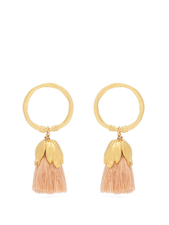 Elise Tsikis Oxya Gold-plated Tassel Hoop Earrings
