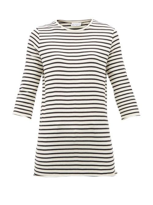 Matchesfashion.com Raey - Half Sleeve Striped Cotton Jersey T Shirt - Womens - Navy Stripe