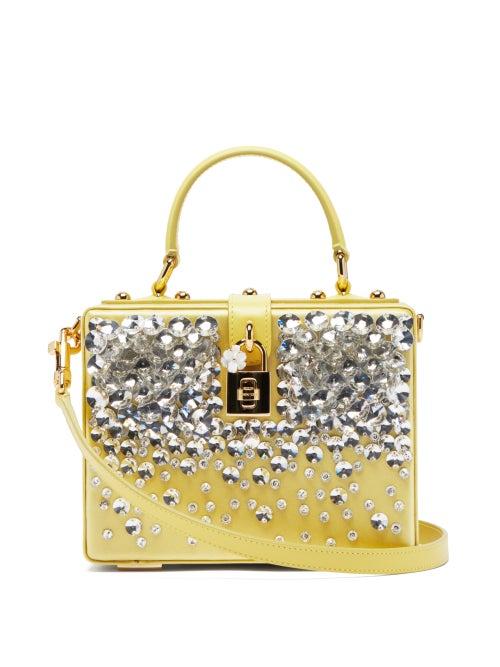 Matchesfashion.com Dolce & Gabbana - Dolce Box Crystal-embellished Satin Box Bag - Womens - Yellow