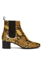 Matchesfashion.com Alexachung - Python Print Leather Chelsea Boots - Womens - Yellow Multi