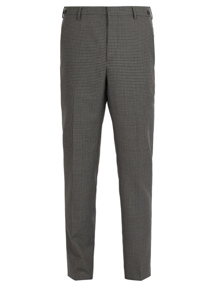 Prada Checked Wool-blend Trousers