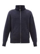 Matchesfashion.com Isabel Marant - Marcus High-neck Wool-blend Zipped Cardigan - Mens - Dark Blue
