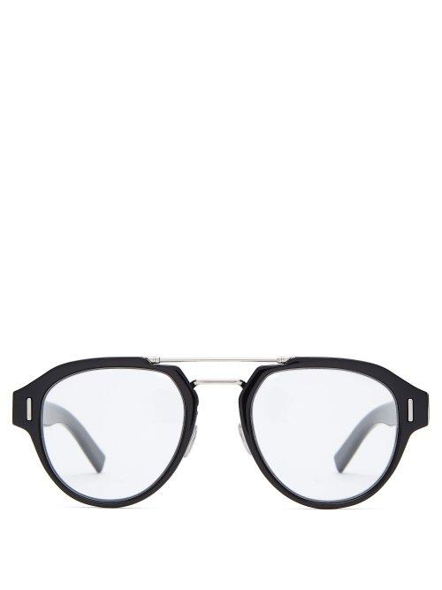 Matchesfashion.com Dior Homme Sunglasses - Fraction 5 Acetate Aviator Glasses - Mens - Black