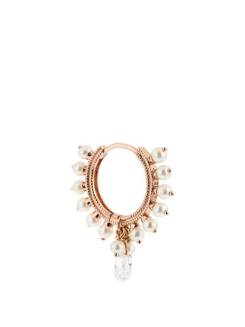 Maria Tash Diamond, Pearl & Rose-gold Earring