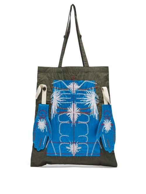 Matchesfashion.com Craig Green - Embroidered Puckered Canvas Tote Bag - Mens - Blue