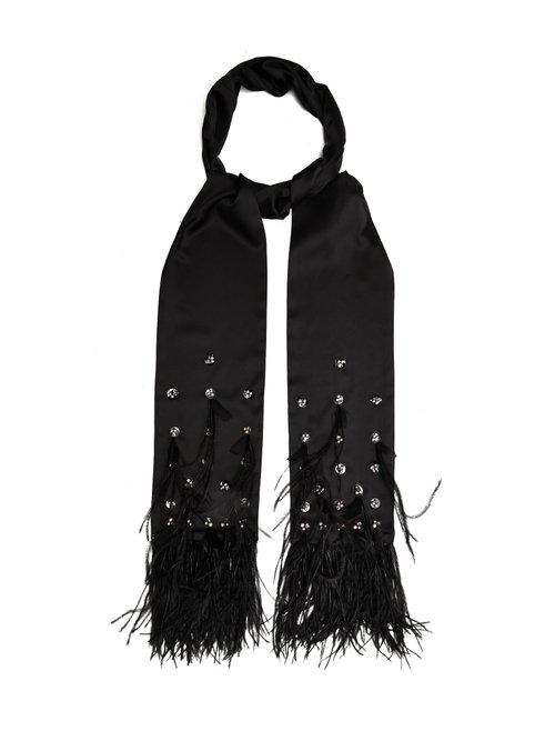 Matchesfashion.com Koch - Feather Embellished Silk Scarf - Womens - Black