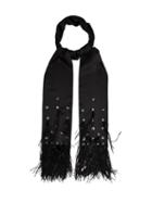 Matchesfashion.com Koch - Feather Embellished Silk Scarf - Womens - Black