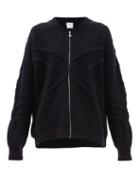 Matchesfashion.com Barrie - Cross Jacquard Cashmere Zip Through Sweater - Womens - Dark Navy