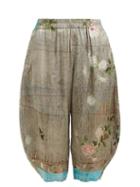 Matchesfashion.com By Walid - Kavita Chrysanthemum Print Silk Cropped Trousers - Womens - Grey Print