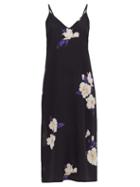 Matchesfashion.com Raey - Deep V Neck Floral Print Silk Dress - Womens - Navy Print