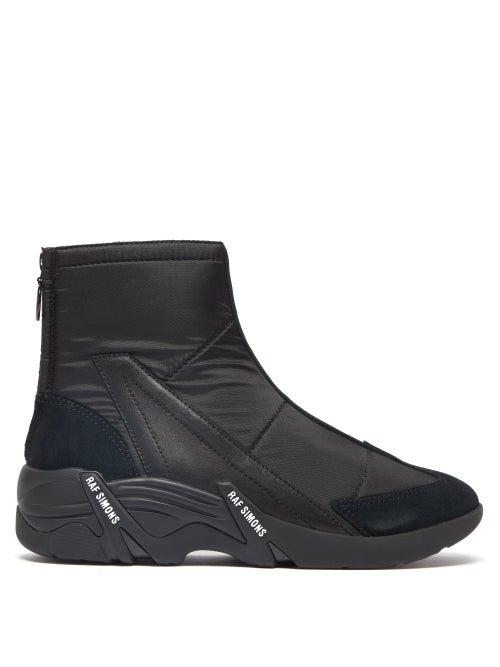 Raf Simons - Cyclon-22 High-top Leather And Nylon Trainers - Mens - Black