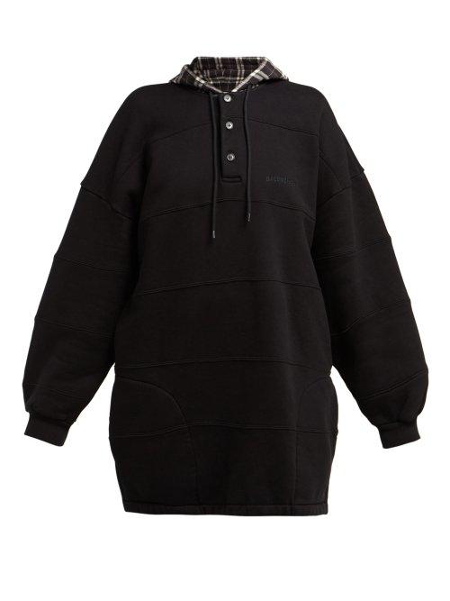 Matchesfashion.com Balenciaga - Panelled Hooded Cotton Sweatshirt - Womens - Black