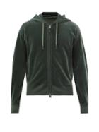 Tom Ford - Zipped Cotton-blend Velour Hooded Sweatshirt - Mens - Green