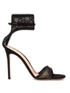 Matchesfashion.com Gianvito Rossi - Halle Ankle Strap Lace Sandals - Womens - Black