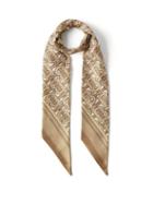 Burberry - Tb-monogram Silk-twill Scarf - Womens - Beige Multi