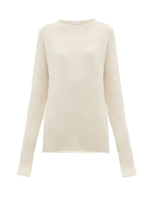 Matchesfashion.com Raey - Sheer Raw Edge Crew Neck Cashmere Sweater - Womens - Ivory