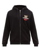 Matchesfashion.com Burberry - Logo And Monogram Print Cotton Hooded Sweatshirt - Mens - Black