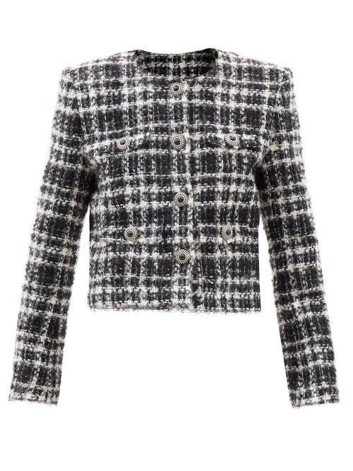 Alessandra Rich - Checked Tweed Jacket - Womens - Black White