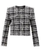 Alessandra Rich - Checked Tweed Jacket - Womens - Black White