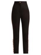 Matchesfashion.com Dolce & Gabbana - Side Stripe Gabardine Trousers - Womens - Black Pink