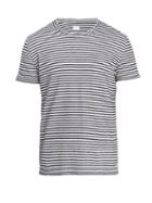 Matchesfashion.com 120% Lino - Crew Neck Striped Linen Jersey T Shirt - Mens - White Multi