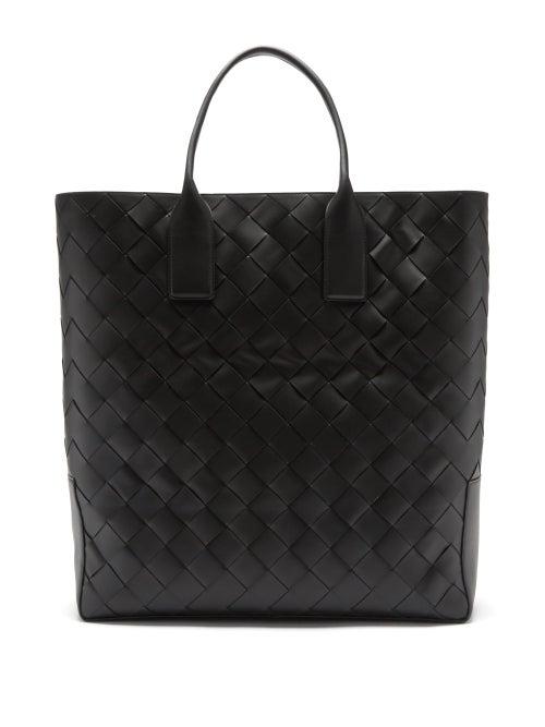 Mens Bags Bottega Veneta - Intrecciato Leather Tote Bag - Mens - Black