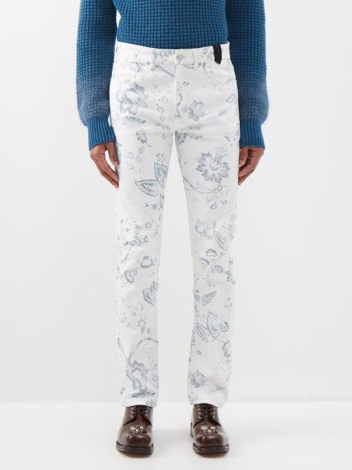 Erdem - Oliver Floral-print Straight-leg Jeans - Mens - White Multi