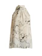 Diane Von Furstenberg Pelier-print Silk Crepe De Chine Halterneck Top