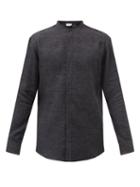 Gabriela Hearst - Ollie Band-collar Linen-flannel Shirt - Mens - Dark Grey