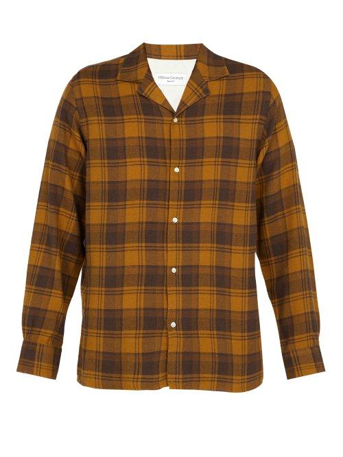 Matchesfashion.com Officine Gnrale - Dario Check Cotton Blend Shirt - Mens - Brown
