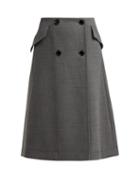 Matchesfashion.com Mm6 Maison Margiela - Button Fastening Wrap A Line Skirt - Womens - Dark Grey
