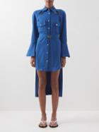 Thebe Magugu - Recycled Asymmetric Pleated Shirt Dress - Womens - Light Blue