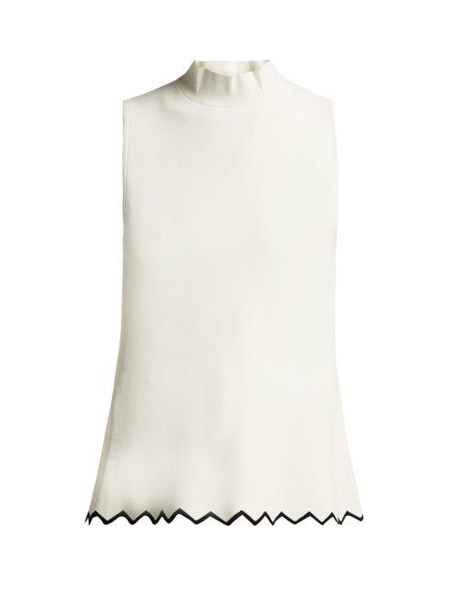 Matchesfashion.com Proenza Schouler - Zigzag Hem High Neck Cady Top - Womens - Ivory Multi