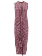 Matchesfashion.com Colville - Drawstring-ruched Checked Crepe Dress - Womens - Pink Multi