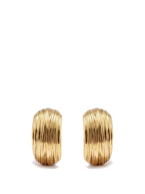 Saint Laurent - Dome Engraved Clip Earrings - Womens - Gold