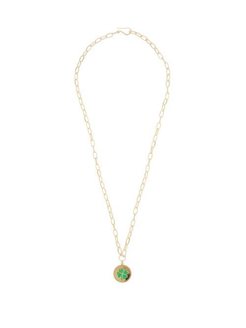 Matchesfashion.com Wilhelmina Garcia - Gold-vermeil Clover Pendant Necklace - Womens - Green Gold
