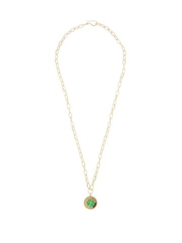 Matchesfashion.com Wilhelmina Garcia - Gold-vermeil Clover Pendant Necklace - Womens - Green Gold