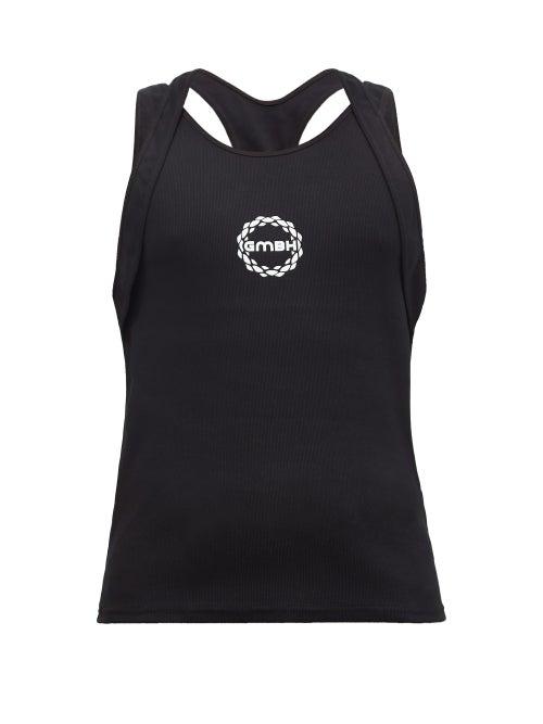 Matchesfashion.com Gmbh - Multi-strap Logo-print Cotton-blend Tank Top - Mens - Black