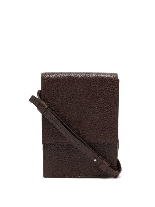 Matchesfashion.com Lemaire - Satchel Small Grained-leather Bag - Mens - Dark Brown