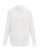 Matchesfashion.com Bourrienne Paris X - Epicurien Stand-collar Gathered Linen-poplin Shirt - Mens - White